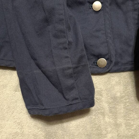 Pendleton Womens Navy Blue Collarless Jacket With Button Front & Flap Pockets XL - Picture 9 of 12